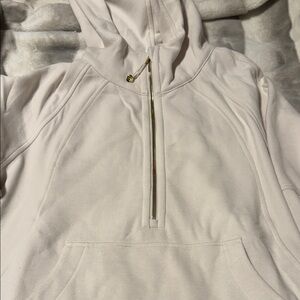 Scuba Oversized Half-Zip Hoodie Light Ivory & Gold